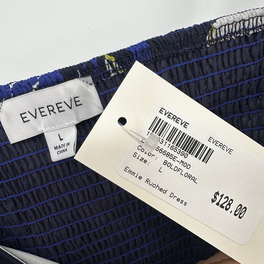 EVEREVE NWT Emmie Ruched Midi Dress in Blue Bold Floral // L - Picture 5 of 12
